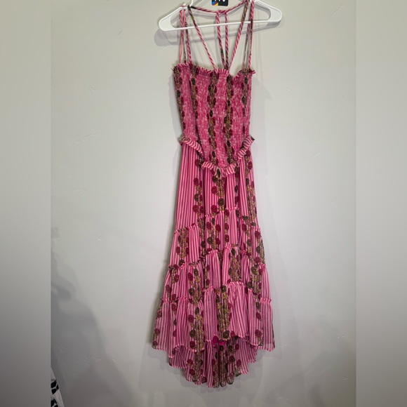 Free People Alejandra Midi Pink Floral High Low Dress - Picture 2 of 4